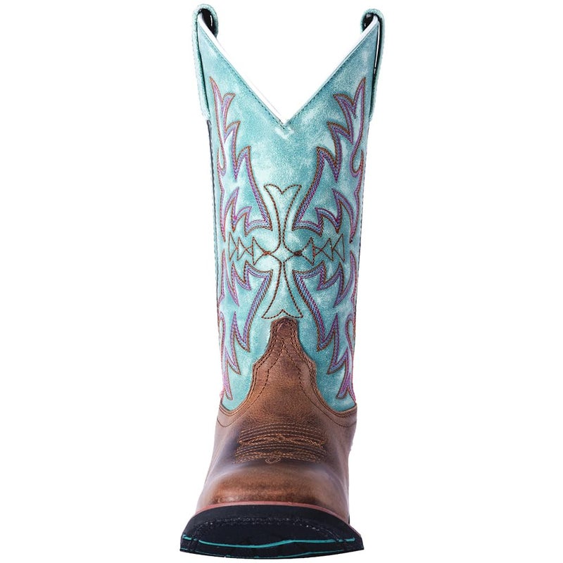 Laredo Womens Anita Embroidered Square Toe Casual Boots Mid Calf Low Heel 1-2" - Blue, Brown - Size 10 B - Image 5